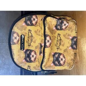 Betsy Johnson Mini Backpack Bag Yellow with Yorkie Dog Print 10x9x5